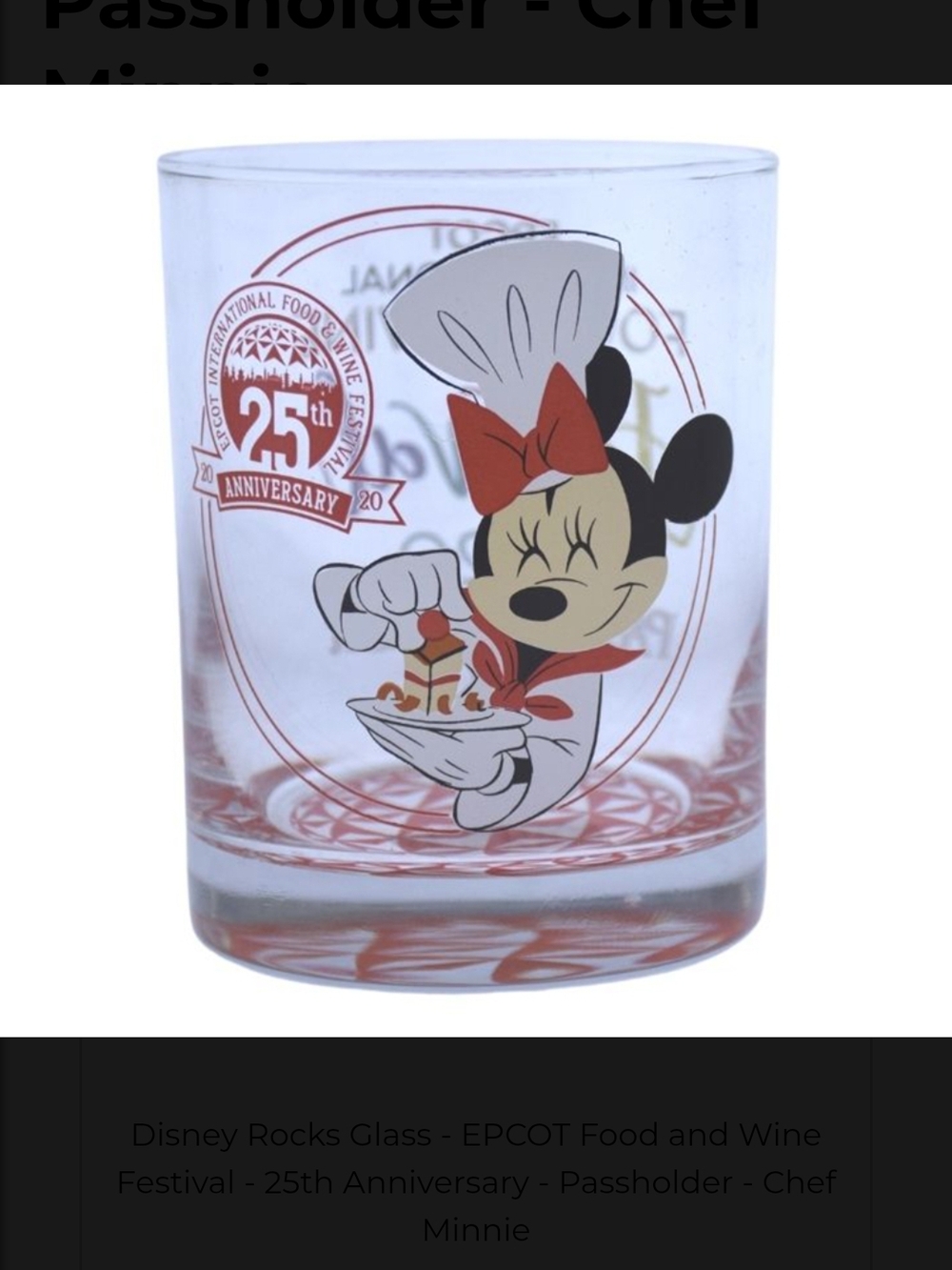 Disney Rocks Glass - EPCOT Food and Wine Festival - 25th Anniversary - Passholde